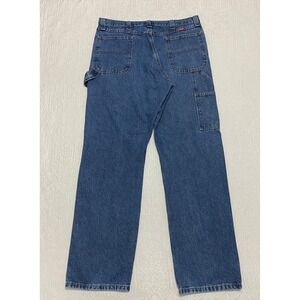 Wrangler Carpenter Jeans Mens 38×34 Blue Denim Wide Leg Straight Workwear Pants‎